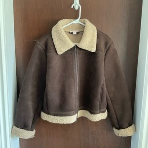 XL Faux Suede Bomber Jacket